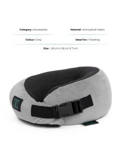 ICON ICON The Comfort Curve Pure Memory Foam Neck Pillow | Adjustable Travel Pillow with Breathable, Machine-Washable Cover | Ideal for Flight Travel, Car Sleeping, Neck & Head Support (Grey)  - Image 4