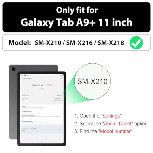 SEYMAC Case for Samsung Galaxy Tab A9+/ A9 Plus Case 11" 2023 (SM-X210/X216/X218), Heavy Duty Shockproof Protective Case with Screen Protector, Rotating Stand and Hand/Shoulder Strap, Black - Image 2