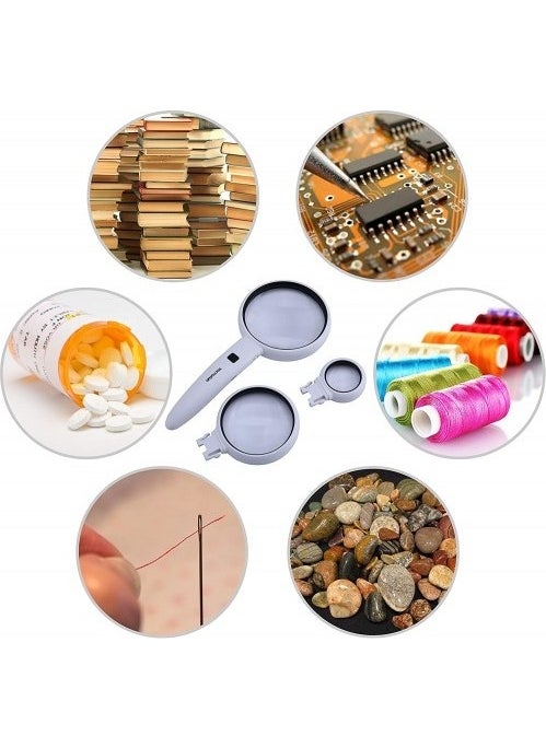 Hit Teknoloji - Hit Technology Rechargeable Magnifier Handheld Illuminated Magnifier 3 Heads - Image 1