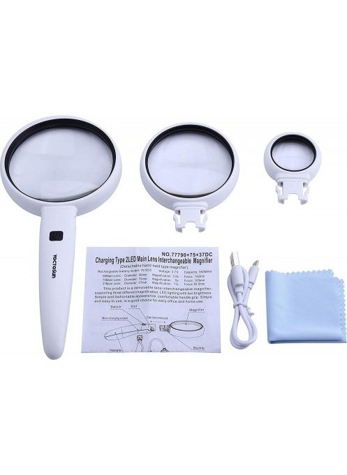 Hit Teknoloji - Hit Technology Rechargeable Magnifier Handheld Illuminated Magnifier 3 Heads - Image 1