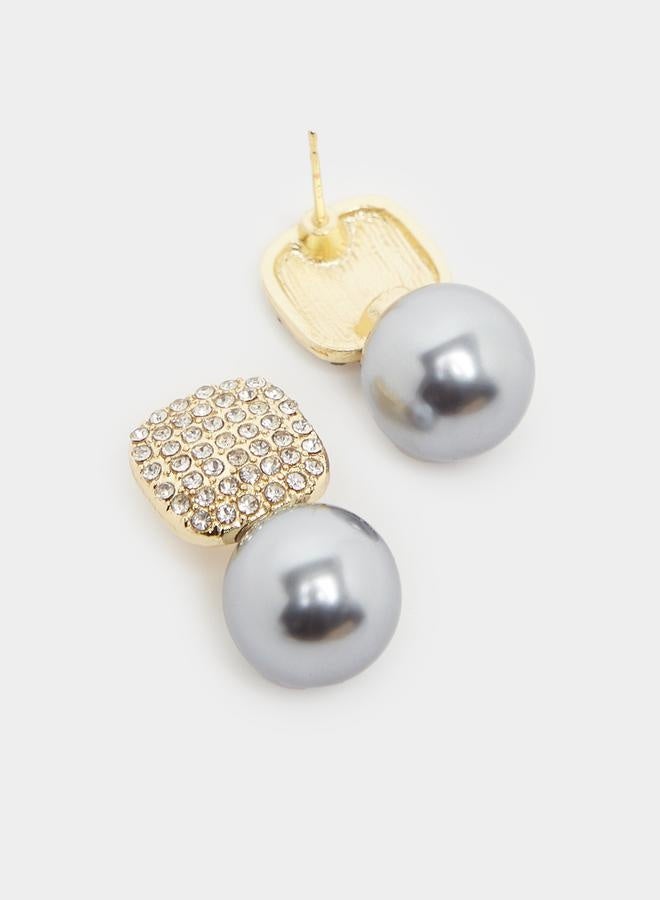Styli Embellished Dangle Earrings with Faux Pearl  - Image 4
