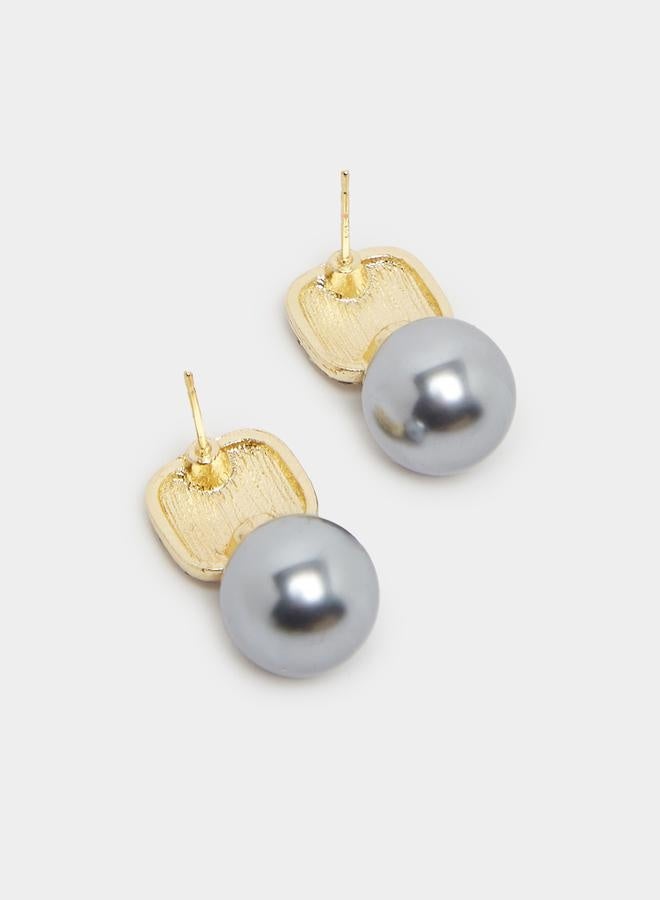 Styli Embellished Dangle Earrings with Faux Pearl  - Image 3
