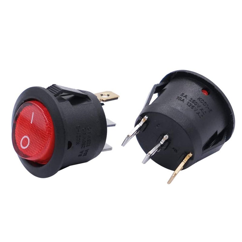 Round Rocker Switch ON-OFF With Lamp (Red) 3Pin (KCD1-T125) - Image 2