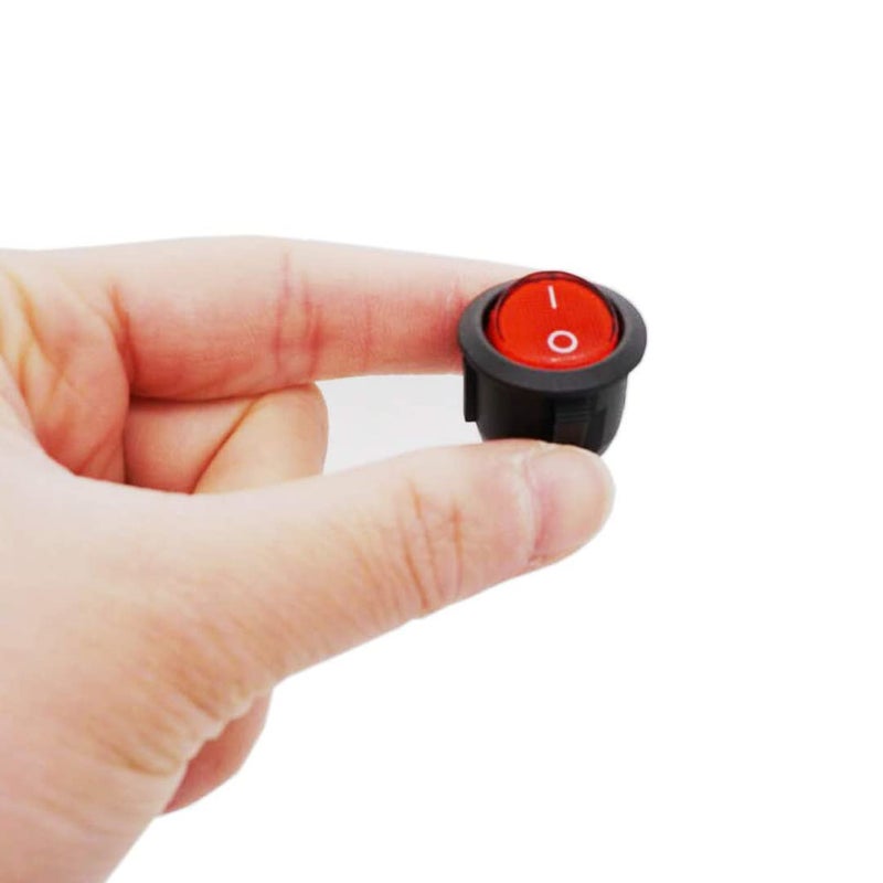 Round Rocker Switch ON-OFF With Lamp (Red) 3Pin (KCD1-T125) - Image 3