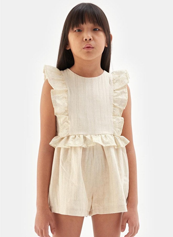 Tyess Girl Beige Overall - Image 2