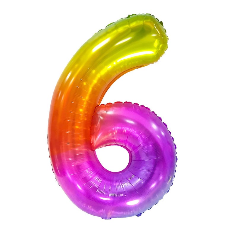 MANGO 40inch Large Rainbow Number 6 Foil Balloons Six Years Old Birthday Party Decor 6th Birthday Party decoration - Image 2