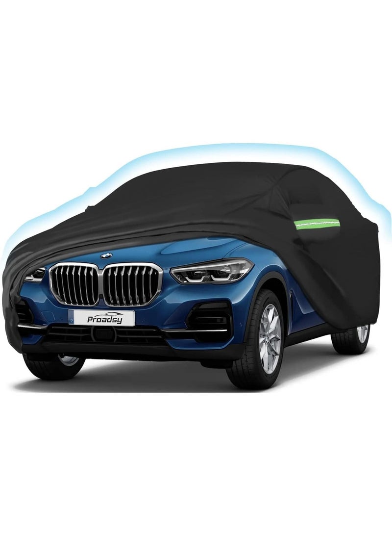 Zipporah 6-Layer Luxury Waterproof Dustproof Car Cover for 2012-2026 BMW X5 with Locks, glowing straps and Zipper Lock - Image 1