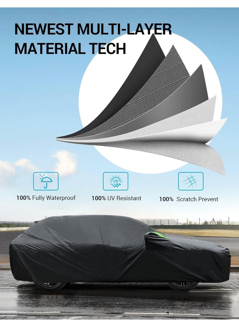 Zipporah 6-Layer Luxury Waterproof Dustproof Car Cover for 2012-2026 BMW X5 with Locks, glowing straps and Zipper Lock - Image 2