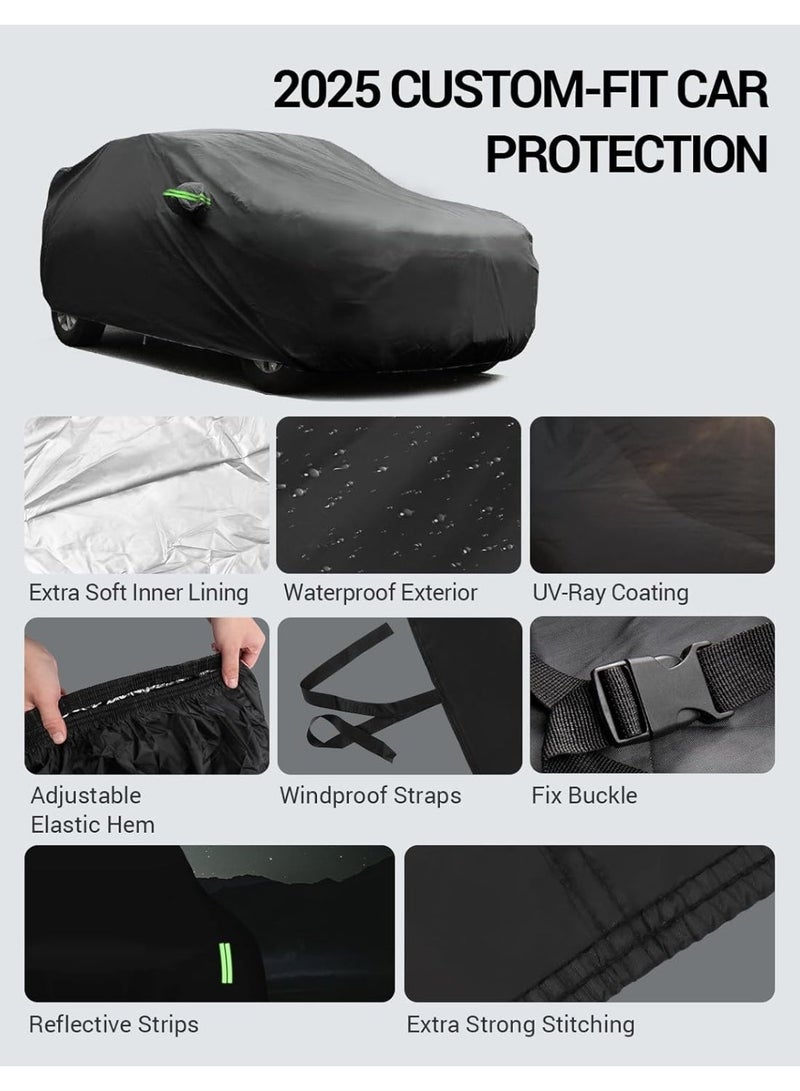 Zipporah 6-Layer Luxury Waterproof Dustproof Car Cover for 2012-2026 BMW X5 with Locks, glowing straps and Zipper Lock - Image 3