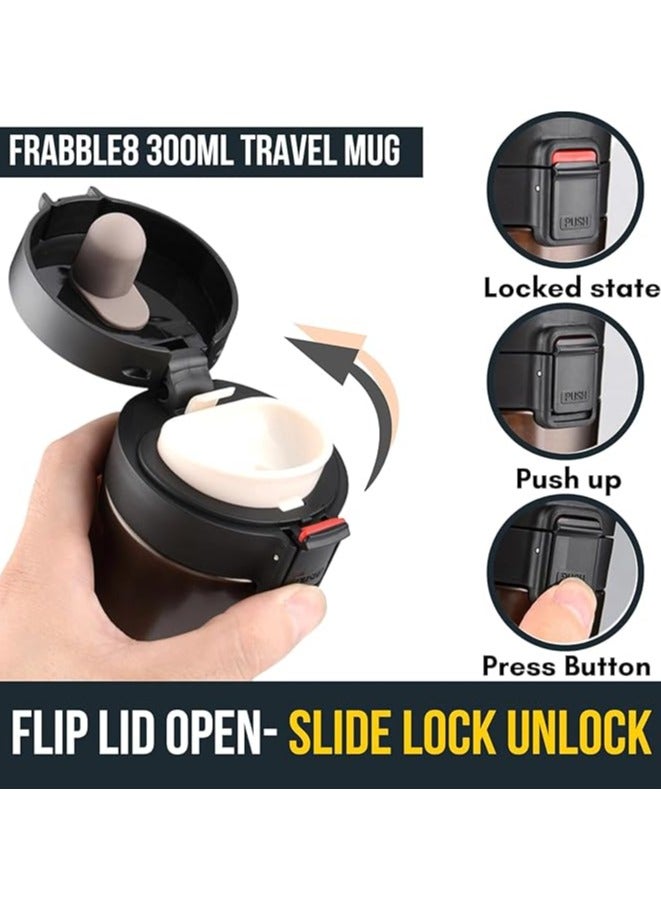 300ml Double Wall Vacuum Insulated Thermal Mug for Tea, Coffee, and Travel with Flip Lid and Mesh Filter for Hot and Cold Drinks for 6 Hours Black - Image 2