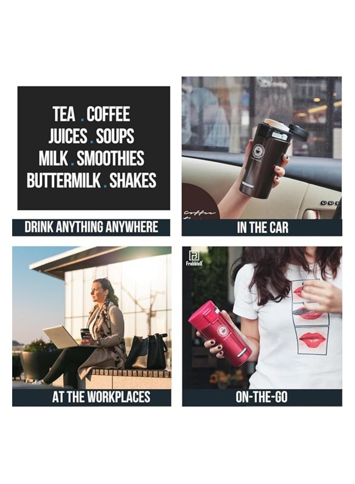 300ml Double Wall Vacuum Insulated Thermal Mug for Tea, Coffee, and Travel with Flip Lid and Mesh Filter for Hot and Cold Drinks for 6 Hours Black - Image 4