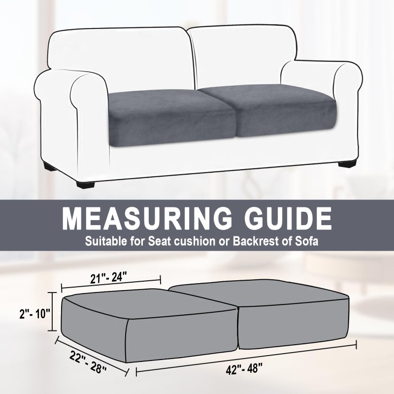 BT.WA Couch Cushion Cover Velvet 2 Pieces Seat Cushion Cover Stretch LoveSeat Couch Covers Separate Sectional Sofa Slipcovers Furniture Protector (2-Seater or Backrest  Dark Grey) - Image 3