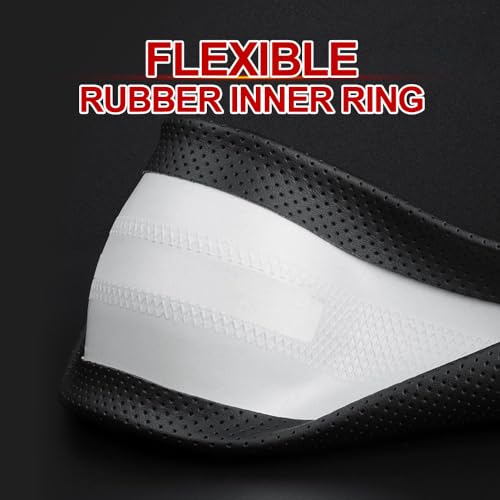 HAOTULE New Nappa Leather car Steering Wheel Cover，for Car Truck SUV 15 inch (Black) - Image 5