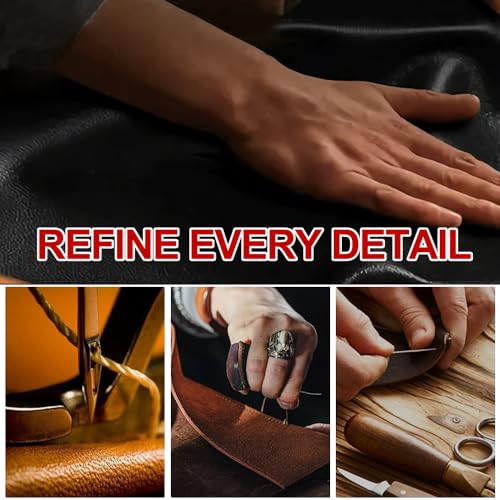 HAOTULE New Nappa Leather car Steering Wheel Cover，for Car Truck SUV 15 inch (Black) - Image 2