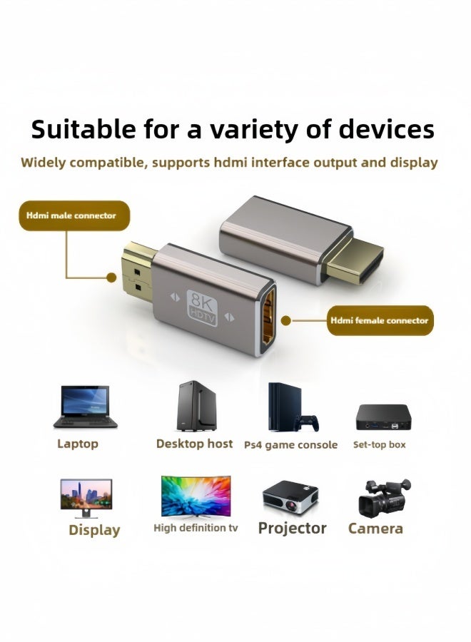 الصفحة الرئيسية محول 8K HDMI من ذكر إلى أنثى، محول تمديد 48Gbps، متوافق مع الإصدار HDMI 2.1، يدعم 8K@60Hz/4K@120Hz HDR، للتلفزيون عالي الدقة، TV Stick، مشغل DVD، PS4 (عبوة من 2) - Image 2