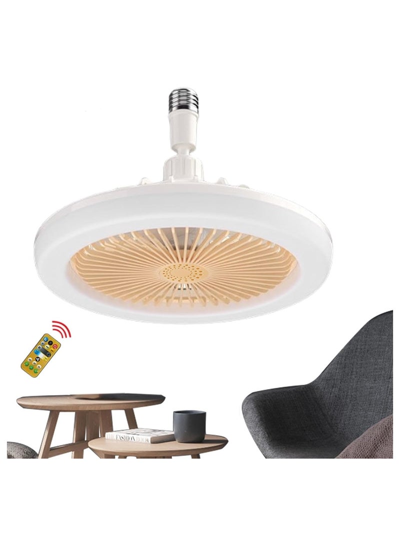 2 in 1 Ceiling Fan with Light Bulb and Remote Control E27 Adapter Base for Bedroom, Living Room, Home Yellow  - Image 1