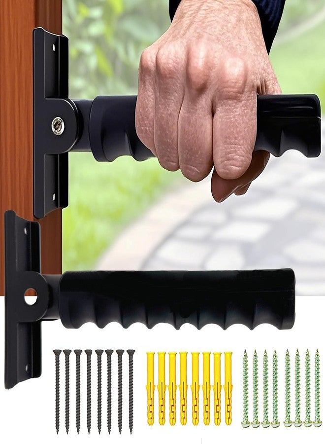 Ristpal 2 Pack Doorway Flip Up Grab Bar - 9" Auxiliary Support Grip Handle, 300 LBS Weight Capacity Stair Assist Handrail, Anti-Slip Design for Elderly Handicap, Easy Installation Home Safety Aid - Image 1