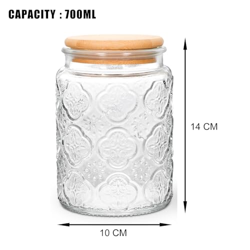 BEWAVE Vintage Glass Jar 24oz Food Storage Containers Clear Mason Jars With Airtight Lid for Kitchen CounterCoffee Tea Sugar Candy 2 Pack - Image 3