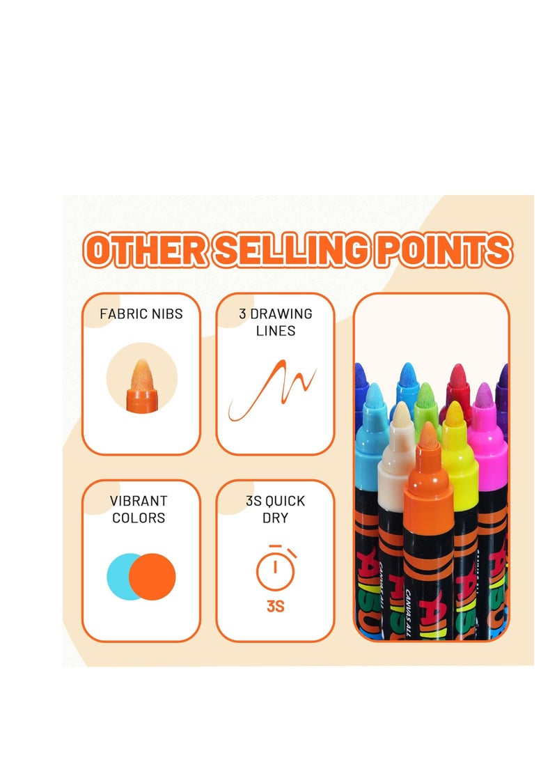 YPLUS Super Capacity Acrylic Paint Pens Markers, 16 Colors Big Acrylic Painting Pens Set, DIY Art Craft for Glass, Rock, Wood, Egg, Stone, Metal, Art Supplies - Image 3