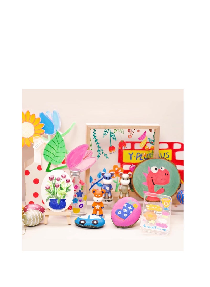 YPLUS Super Capacity Acrylic Paint Pens Markers, 16 Colors Big Acrylic Painting Pens Set, DIY Art Craft for Glass, Rock, Wood, Egg, Stone, Metal, Art Supplies - Image 4