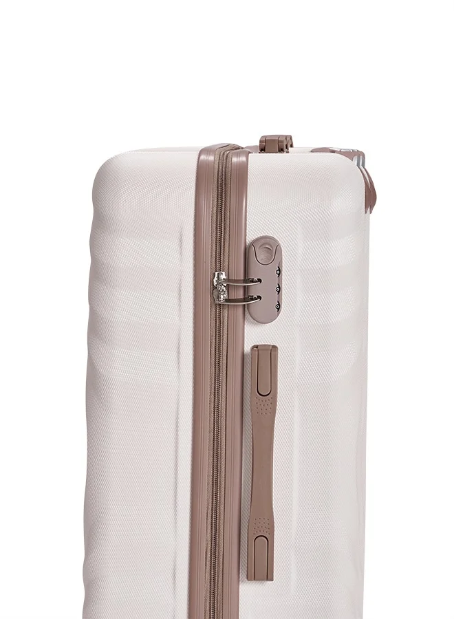 LIMRA Travel Bags From limra it consists of 5 luggage bags with a modern design and a solid beige/gold color