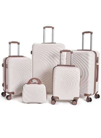 LIMRA Travel Bags From limra it consists of 5 luggage bags with a modern design and a solid beige/gold color