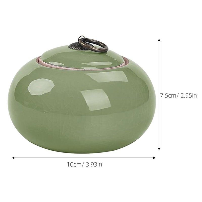 Luxshiny Ceramic Jars Vintage Chinese Style Storage Jars Ceramic Tea Canister Candy Jar Tea Jar Kitchen Canister Coffee Tea Sugar Container Light Green - Image 2