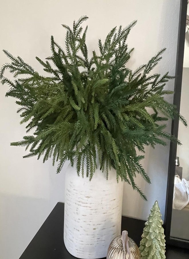 UWIOFF 12 Pcs Christmas Norfolk Pine Branches Real Touch Norfolk Pine Stems Picks Faux Greenery Holiday Evergreen Stems for Vase DIY Crafts Garland Wreath Home Decor - 18" Long - Image 1
