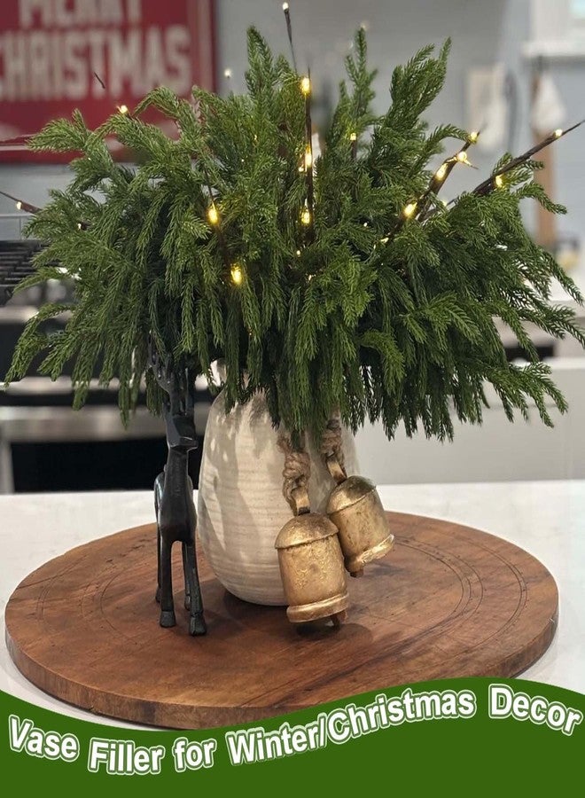 UWIOFF 12 Pcs Christmas Norfolk Pine Branches Real Touch Norfolk Pine Stems Picks Faux Greenery Holiday Evergreen Stems for Vase DIY Crafts Garland Wreath Home Decor - 18" Long - Image 3