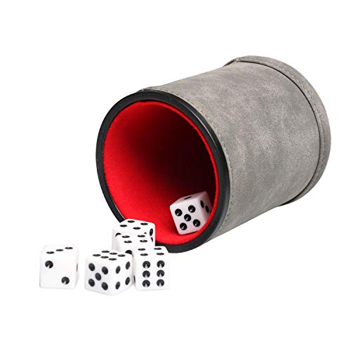 RERIVER Leatherette Dice Cup Set with 6 Dices Felt Lining Inside Quiet for Playing Liars Dice Farkle Board Games - Image 1