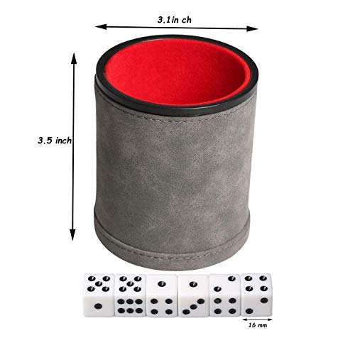 RERIVER Leatherette Dice Cup Set with 6 Dices Felt Lining Inside Quiet for Playing Liars Dice Farkle Board Games - Image 5