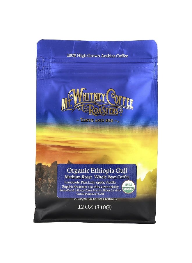 MT. WHITNEY COFFEE ROASTERS Mt. Whitney Coffee Roasters, Organic Ethiopia Guji, Whole Bean Coffee, Medium Roast, 12 oz (340 g)  - Image 1