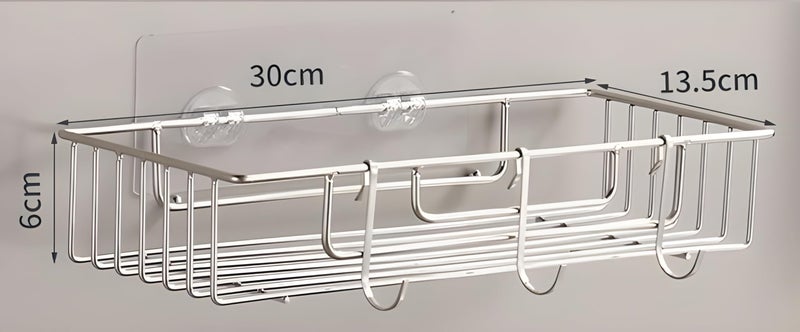 JIALTO Stainless Steel Self-Adhesive Bathroom Organiser with Towel Holder for Bathroom Accessories – No Drill, Wall Mount Bathroom Shelf for Wall (30L X 13W X 6H CM, Pack of 2) - Image 2