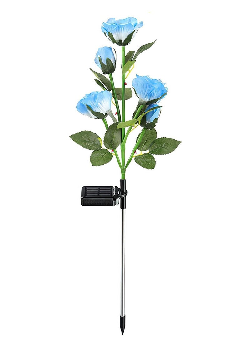Generic LED Solar Simulation Rose Flower, Outdoor LED Decorative Light Lamp Landscape Home Decoration Flowers for Garden/Yard/Lawn (Blue, Set of 2)  - Image 1