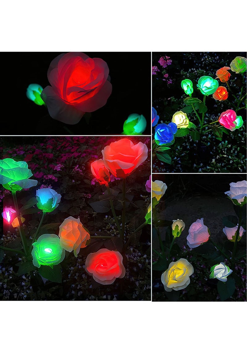 Generic LED Solar Simulation Rose Flower, Outdoor LED Decorative Light Lamp Landscape Home Decoration Flowers for Garden/Yard/Lawn (Blue, Set of 2)  - Image 5