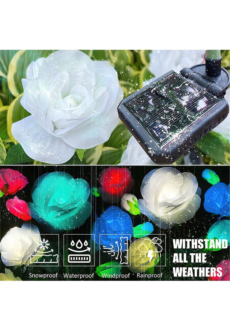 Generic LED Solar Simulation Rose Flower, Outdoor LED Decorative Light Lamp Landscape Home Decoration Flowers for Garden/Yard/Lawn (Blue, Set of 2)  - Image 2