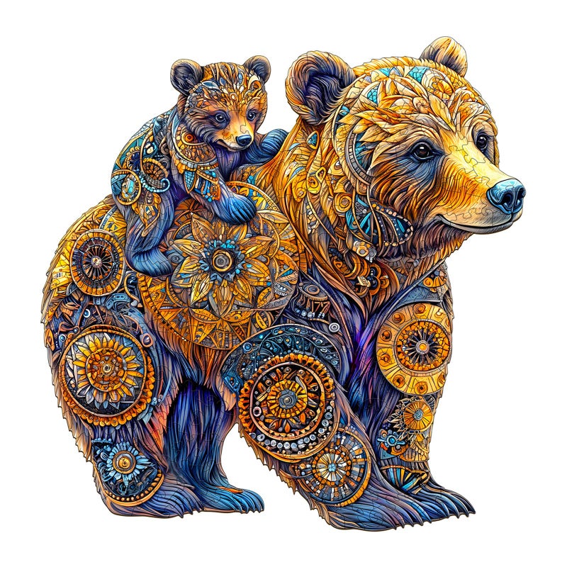 Purdicra Wooden Puzzles for Adults Mother Bear Wooden Jigsaw Puzzle Unique Animal Shaped Wood Puzzles Adult Christmas Birthday Gifts for FriendsFamily Home Decor 134 131in 275pcs - Image 3