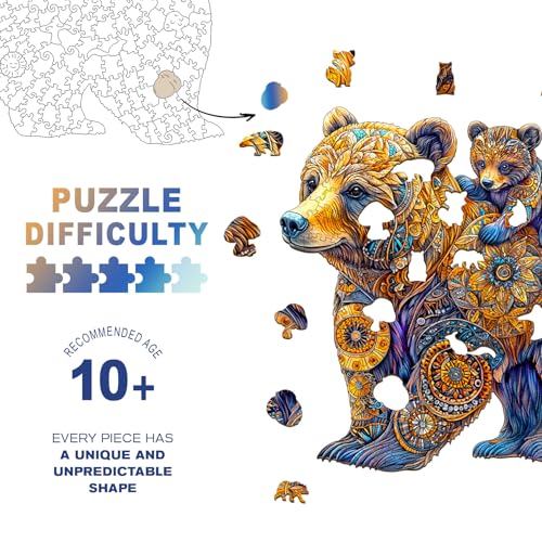 Purdicra Wooden Puzzles for Adults Mother Bear Wooden Jigsaw Puzzle Unique Animal Shaped Wood Puzzles Adult Christmas Birthday Gifts for FriendsFamily Home Decor 134 131in 275pcs - Image 5