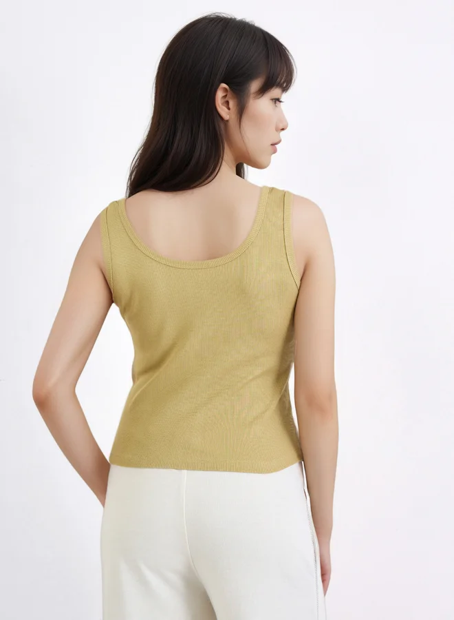 Styli Styli Nude Fitted Ribbed Tank