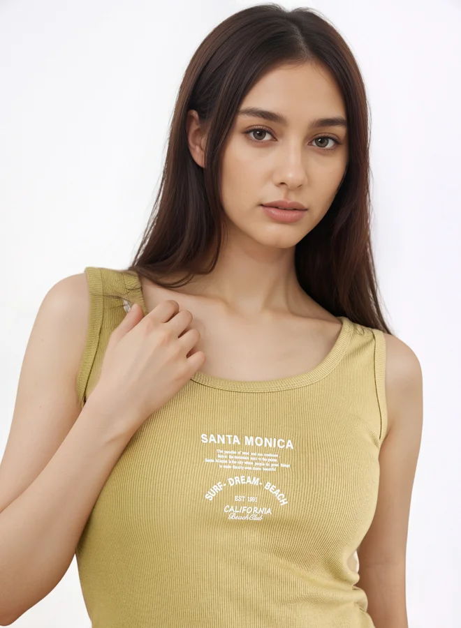Styli Styli Nude Fitted Ribbed Tank