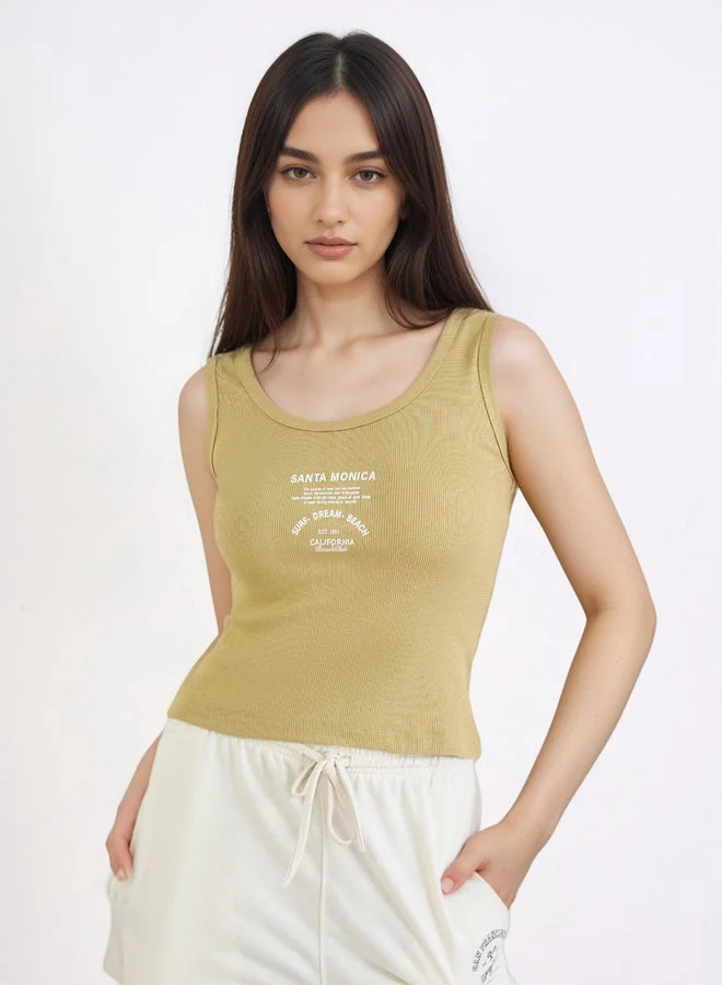 Styli Nude Fitted Ribbed Tank