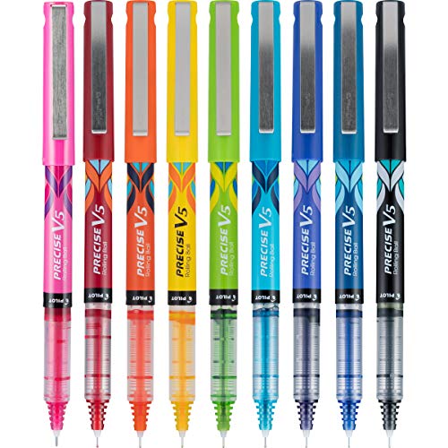 Pilot Precise V5 Capped Liquid Ink Rollerball Pens, Deco Collection, Extra Fine Point Ink Pens 0.5 mm, Colored Pens, Assorted Colors, Pack of 9 - Ideal for School, Journaling, & Office Writing - Image 3