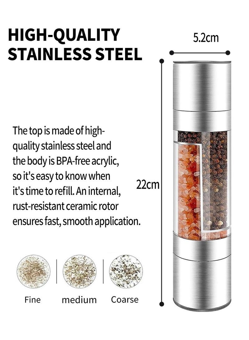 BEIRUI Double head stainless steel grinder, salt and pepper grinder, spice grinder. Ideal for home, kitchen, barbecue - Image 3