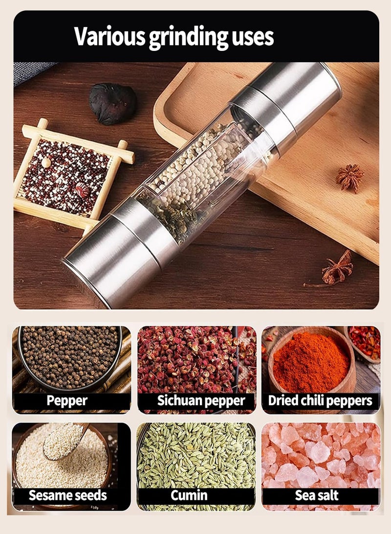 BEIRUI Double head stainless steel grinder, salt and pepper grinder, spice grinder. Ideal for home, kitchen, barbecue - Image 5