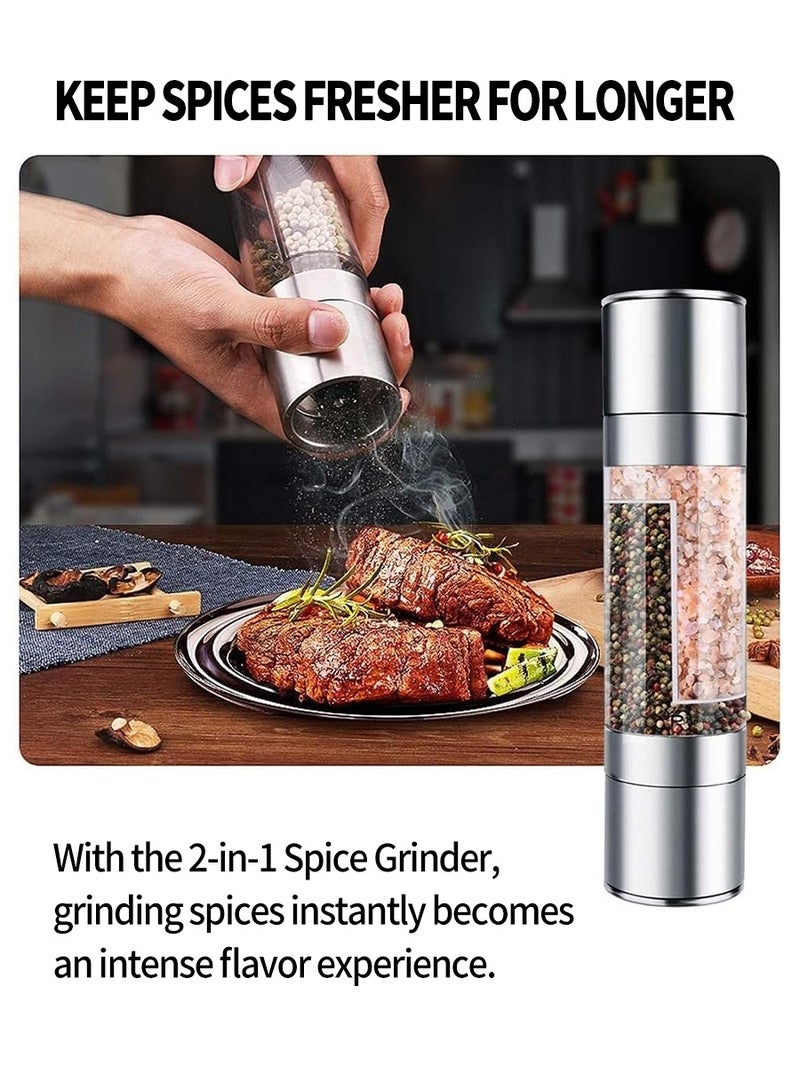 BEIRUI Double head stainless steel grinder, salt and pepper grinder, spice grinder. Ideal for home, kitchen, barbecue - Image 4