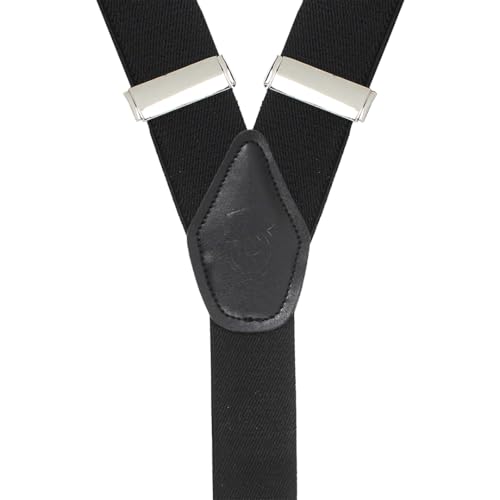 Peluche Solid Black Black Coloured 3.5cm Strap Width Elastic Suspenders for Men - Image 5