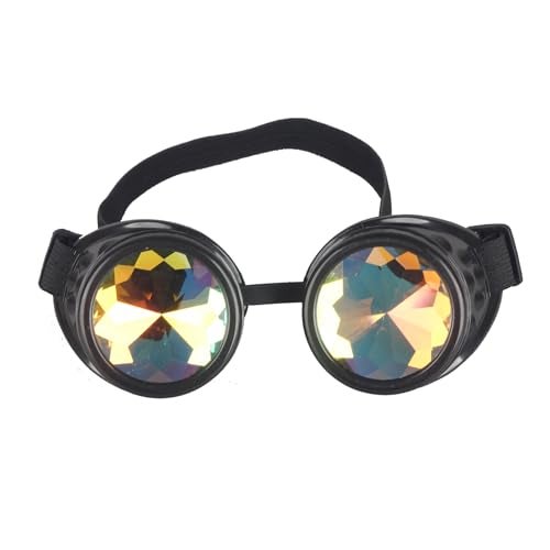 Lelinta Kaleidoscope Rave Goggles Steampunk Goggles Glasses Halloween Costume Accessories for Men Women Cosplay Party - Image 2