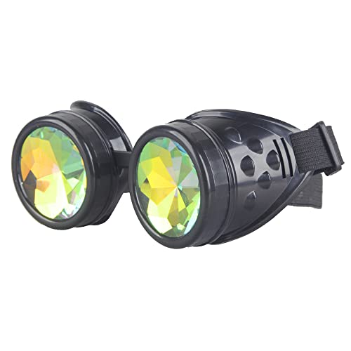 Lelinta Kaleidoscope Rave Goggles Steampunk Goggles Glasses Halloween Costume Accessories for Men Women Cosplay Party - Image 3