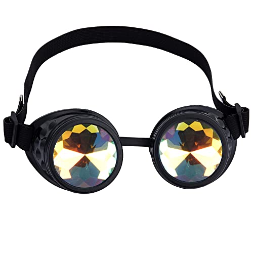 Lelinta Kaleidoscope Rave Goggles Steampunk Goggles Glasses Halloween Costume Accessories for Men Women Cosplay Party - Image 1