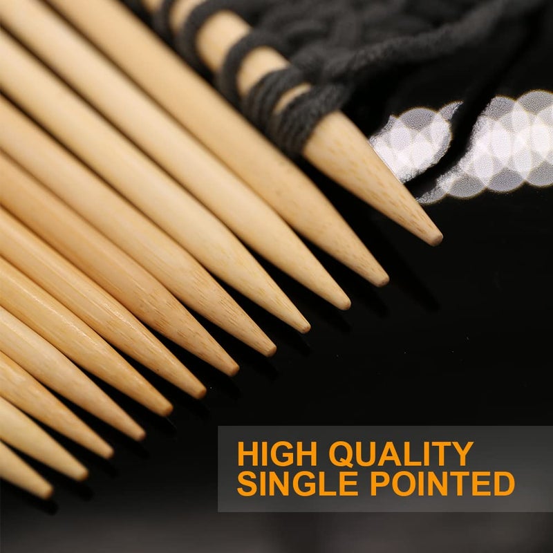 BetyBedy 36PCS Bamboo Knitting Needles Set, BetyBedy Single Pointed Knitting Needles, 9 Inches Length Knitting Crochet Supplies for Beginners Handmade (18 Sizes from 2.0mm-10.0mm) - Image 3